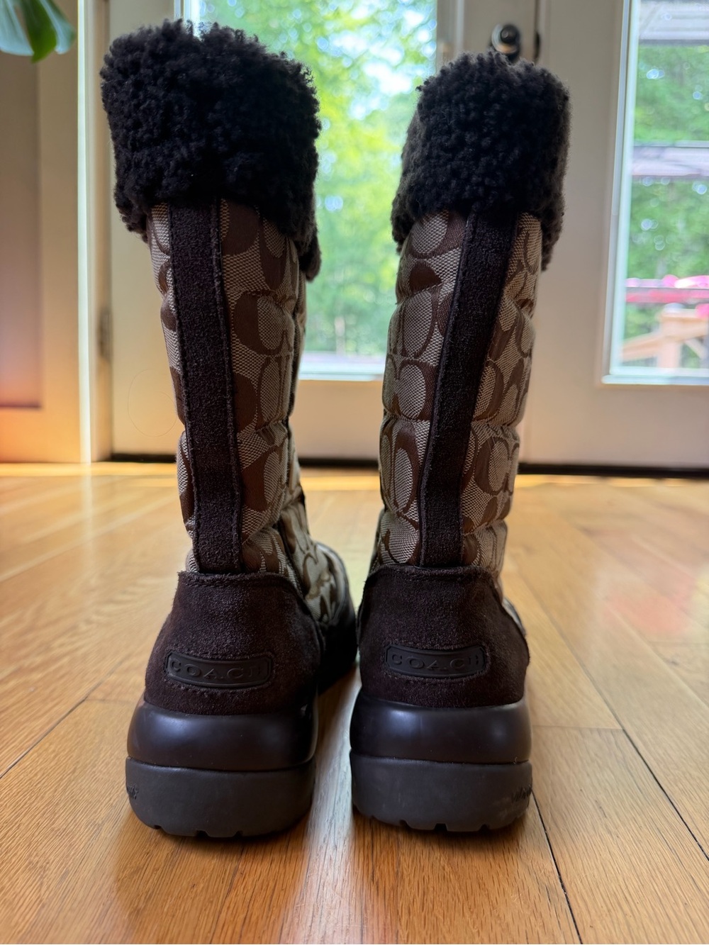 Coach Signature Brown Monogram Canvas Boots - Picture 5 of 6
